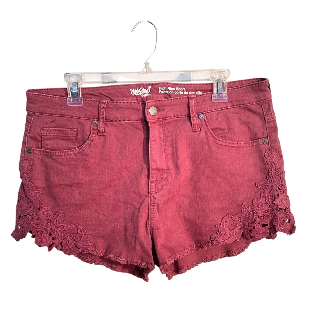 Mossimo Supply‎ Co Burgundy High Waist Lace Trim Shorts